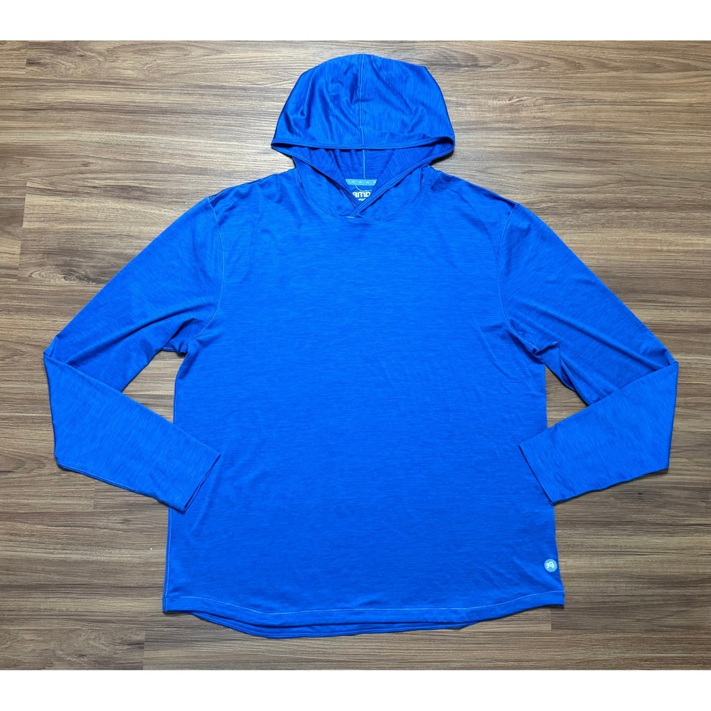 Amble Mens Offshore Performance Royal Blue Sun Hoodie Active Shirt Sz XL